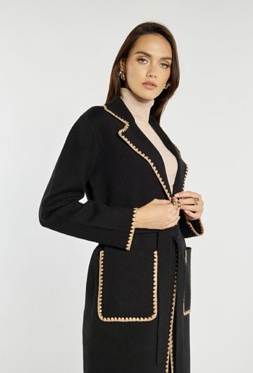 Sweter płaszczowy z wiązaniem