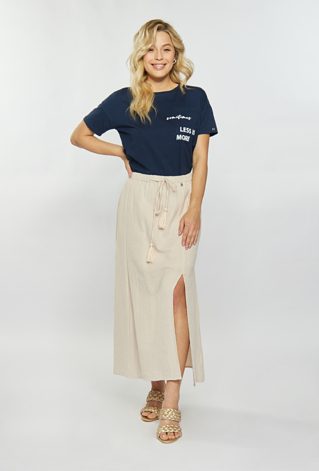 Bawełniana spódnica damska z rozcięciem