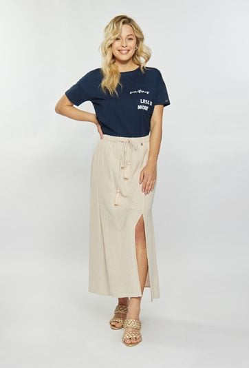 Bawełniana spódnica damska z rozcięciem