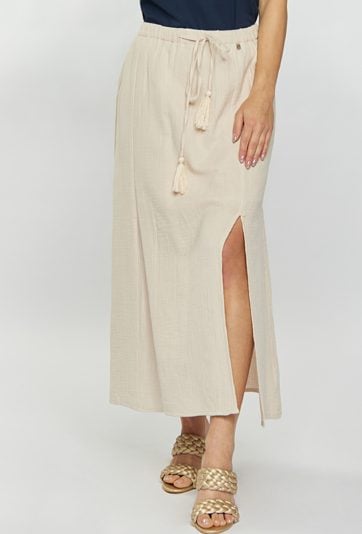 Bawełniana spódnica damska z rozcięciem