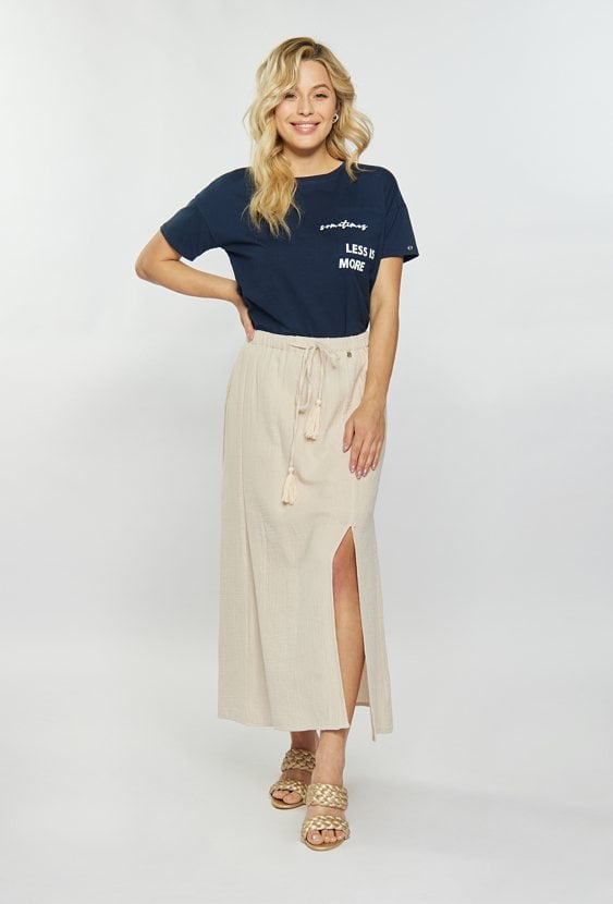 Bawełniana spódnica damska z rozcięciem