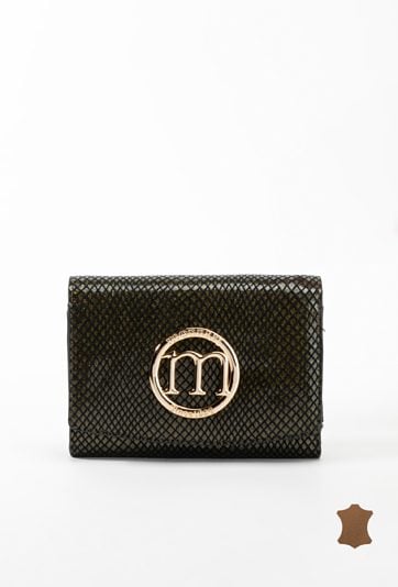 Skórzany portfel damski ze wzorem