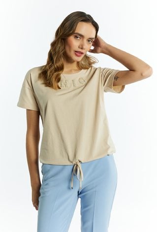 T-shirt damski z ozdobną aplikacją