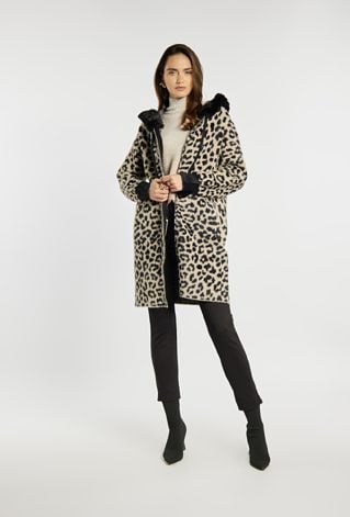 Sweter płaszczowy z motywem panterki