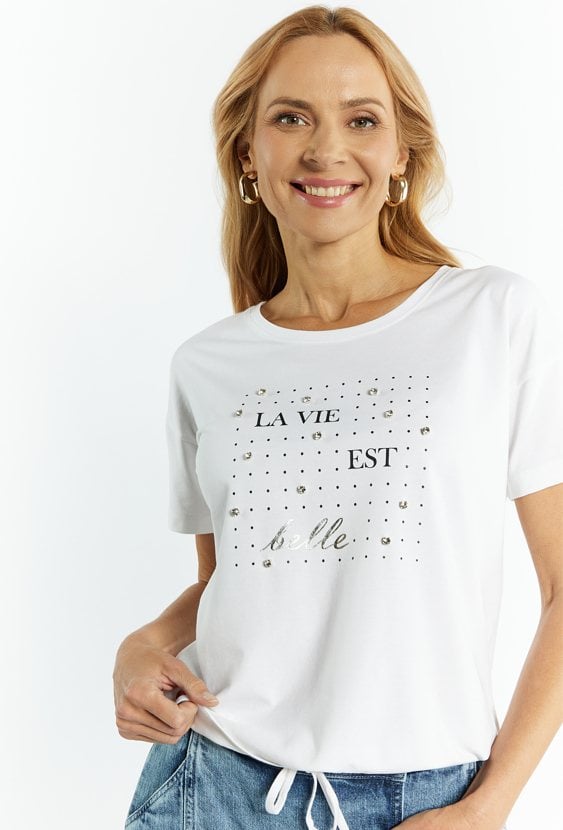 T-shirt damski ze zdobieniem