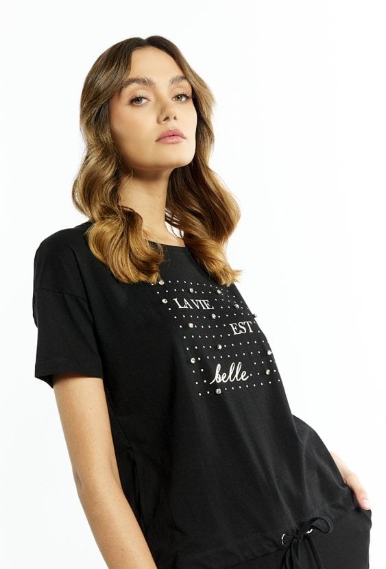 T-shirt damski ze zdobieniem