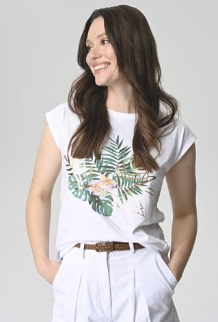 T-shirt z tropikalnym nadrukiem