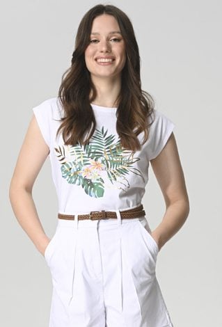 T-shirt z tropikalnym nadrukiem