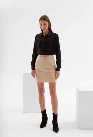 Czarna koszula z frędzlami