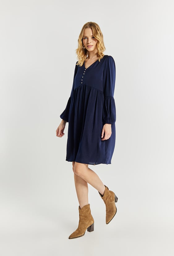 Sukienka damska z bufiastymi rękawami