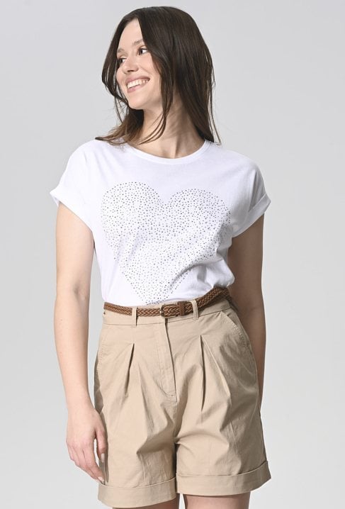 T-shirt z cekinową aplikacją w serduszko