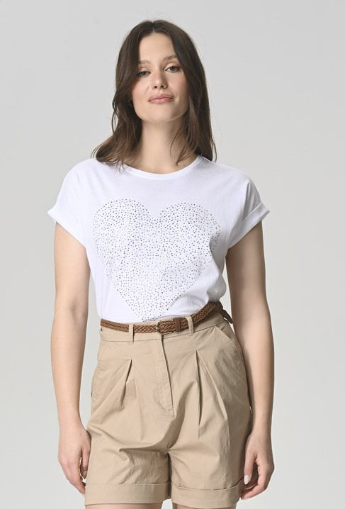 T-shirt z cekinową aplikacją w serduszko