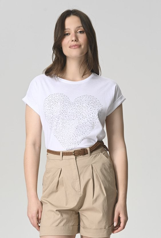 T-shirt z cekinową aplikacją w serduszko