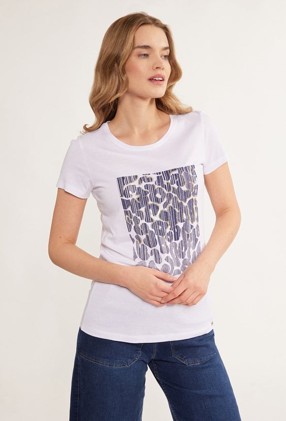 T-shirt damski z ozdobnym nadrukiem