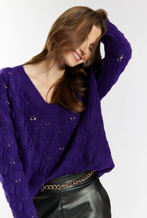 Sweter damski z domieszką wełny