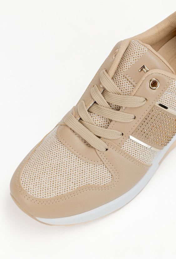 Beżowo-złote sznurowane sneakersy CAMI