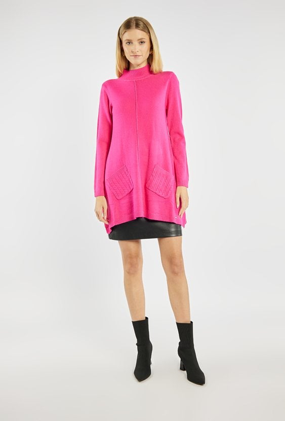 Długi sweter z półgolfem