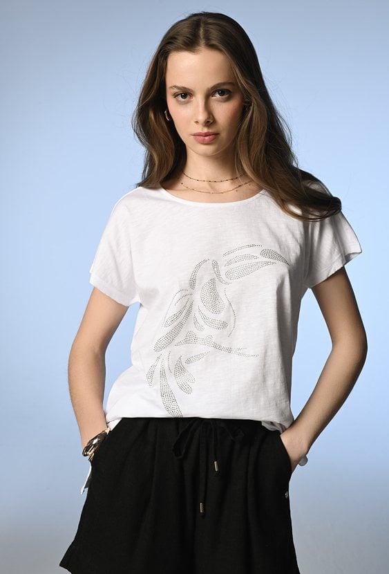 T-shirt z tukanem z cekinów
