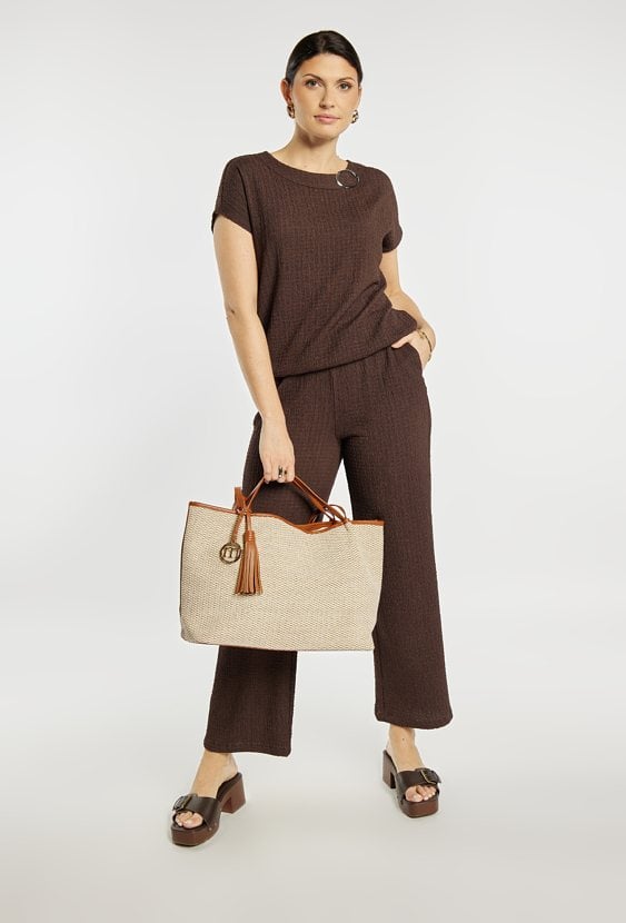 Duża torba z frędzlami i logo