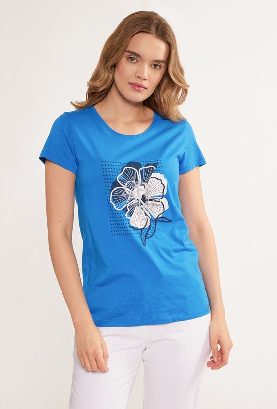 T-shirt damski z ozdobnym nadrukiem