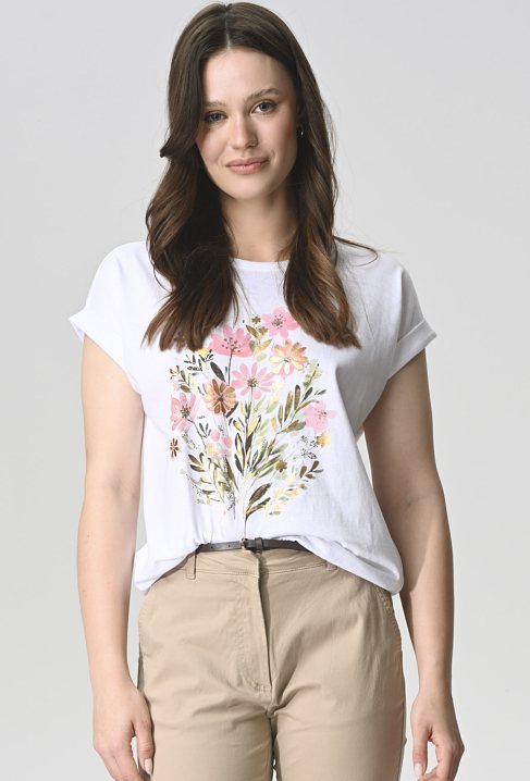 T-shirt z nadrukiem w kwiaty