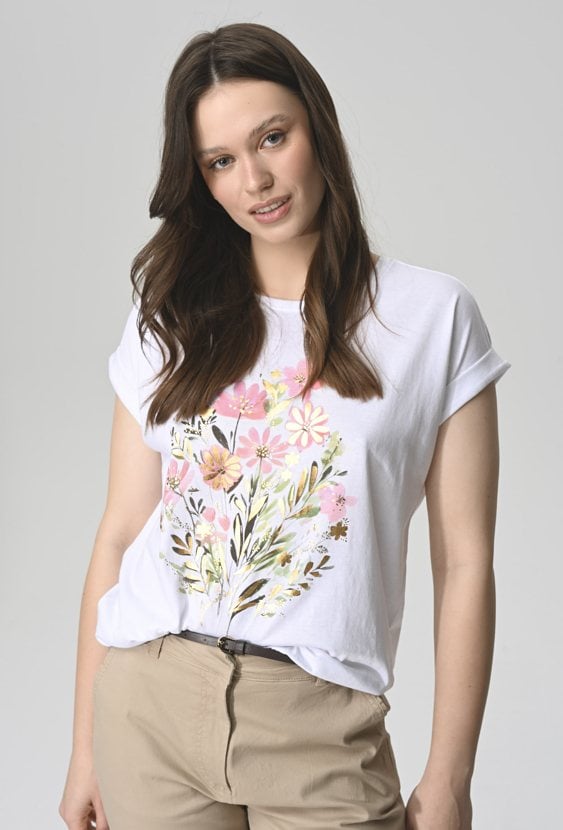 T-shirt z nadrukiem w kwiaty