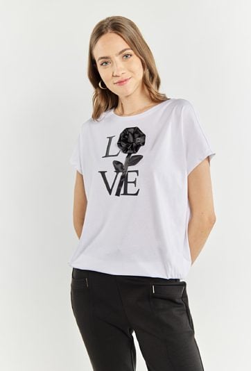 T-shirt z kwiatem 3D