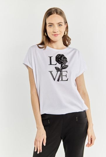 T-shirt z kwiatem 3D