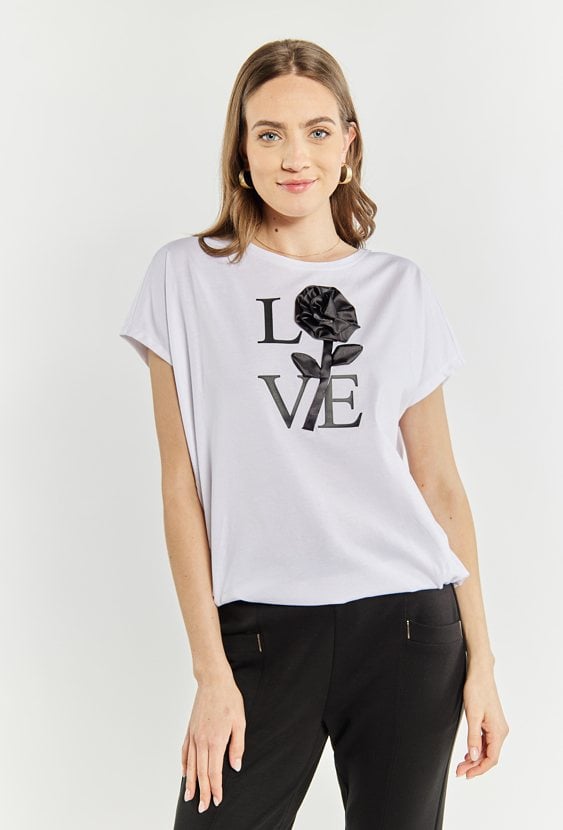 T-shirt z kwiatem 3D