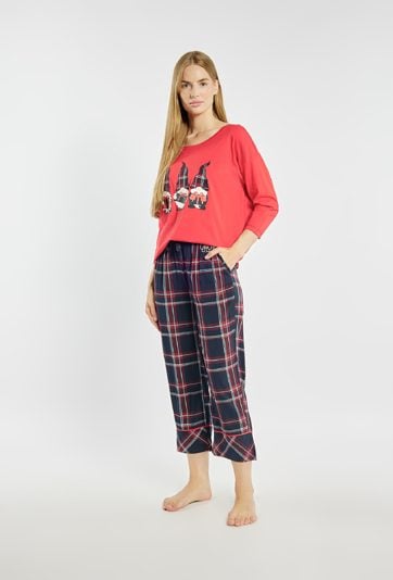 Spodnie od piżamy 7/8 w kratę