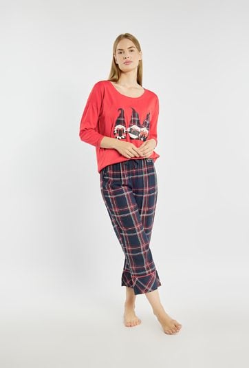 Spodnie od piżamy 7/8 w kratę