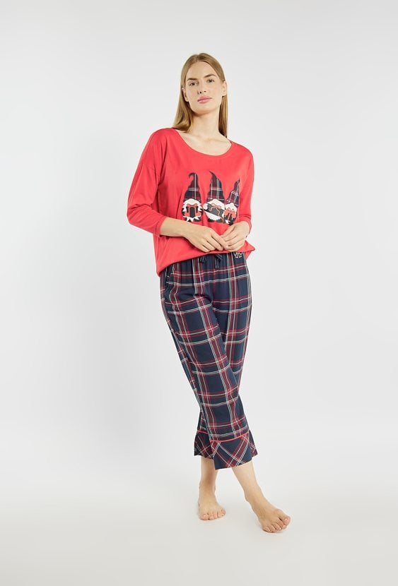 Spodnie od piżamy 7/8 w kratę