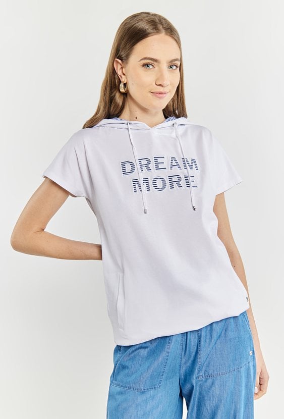 T-shirt damski z kapturem