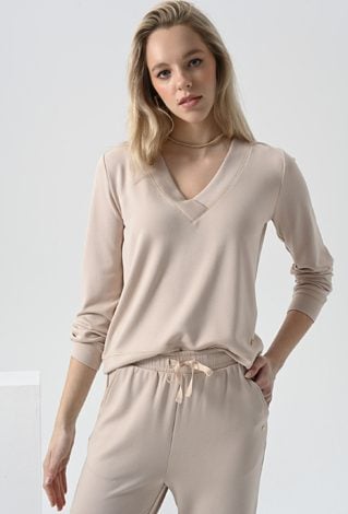 Bluza z modalem i dekoltem w v-nek