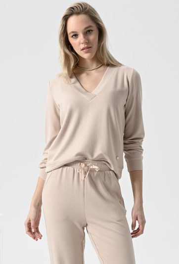 Bluza z modalem i dekoltem w v-nek