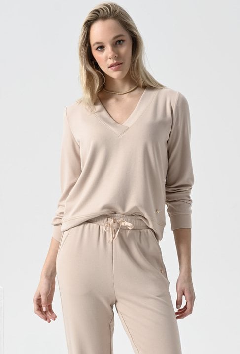 Bluza z modalem i dekoltem w v-nek