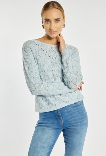 Ażurowy sweter z bawełny