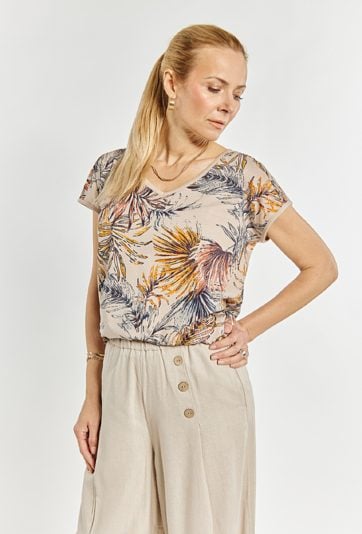 Wzorzysty T-shirt damski