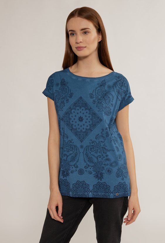 Wzorzysty, bawełniany t-shirt damski