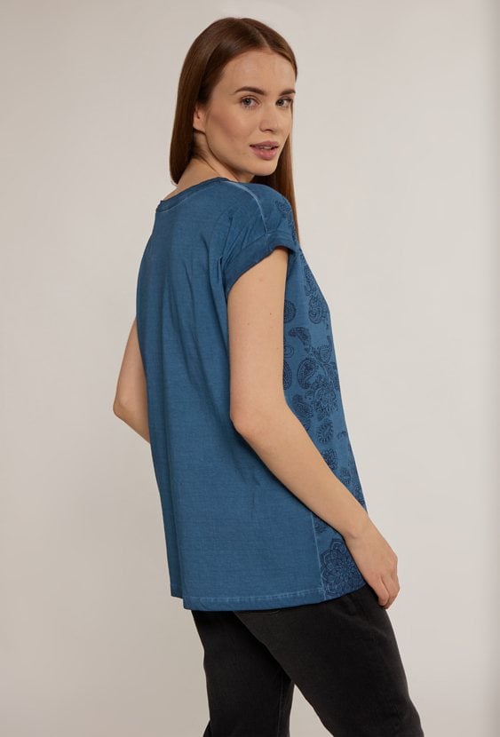 Wzorzysty, bawełniany t-shirt damski