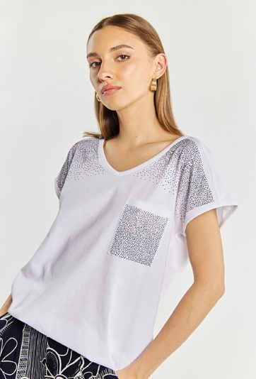 T-shirt damski z dżetami