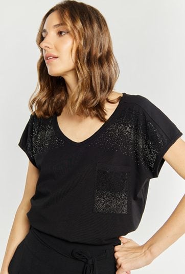 T-shirt damski z dżetami