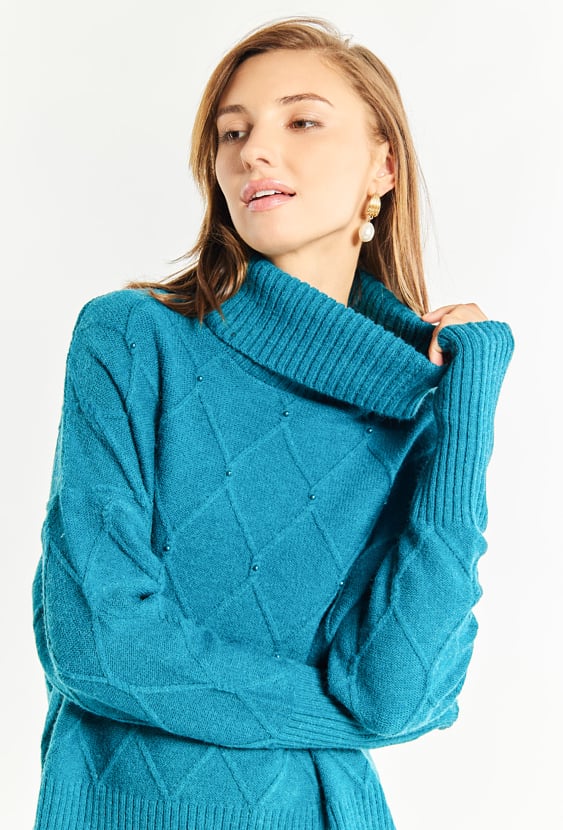 Damski sweter z koralikami