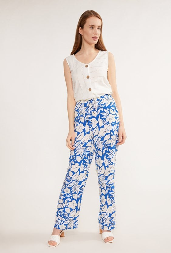 Wzorzyste, luźne spodnie damskie