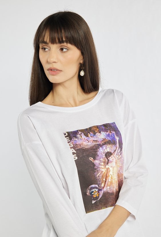 Biały T-shirt z nadrukiem z kolekcji 