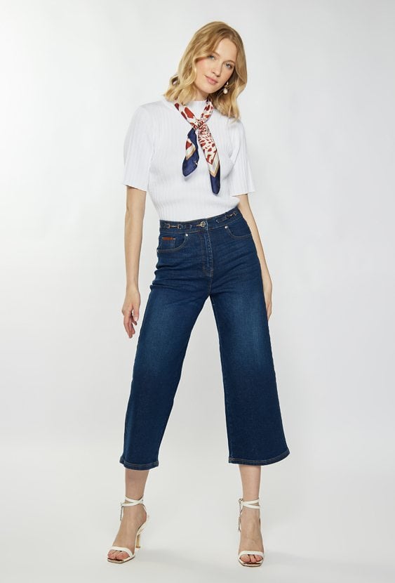 Prążkowany półgolf z krótkim rękawem