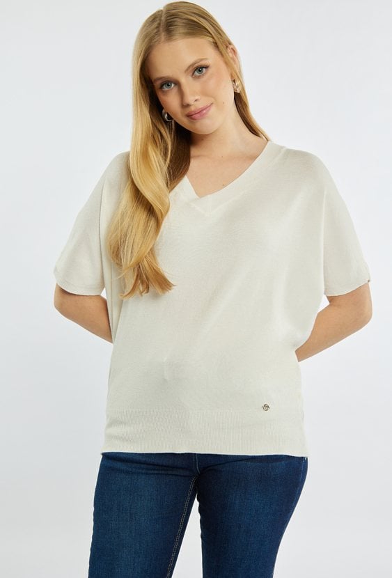 Sweter z dekoltem w serek