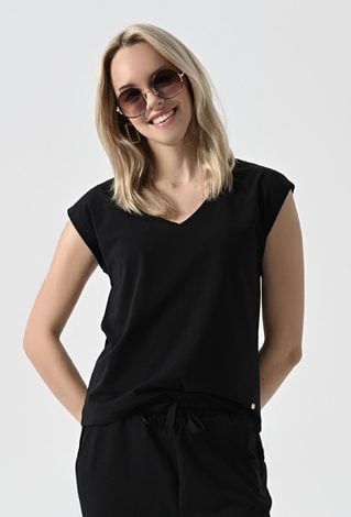 Bluzka z modalem w kolorze czarnym