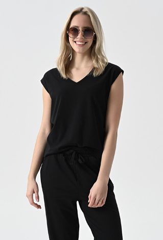 Bluzka z modalem w kolorze czarnym