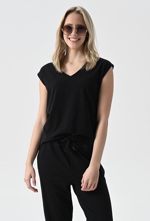 Bluzka z modalem w kolorze czarnym